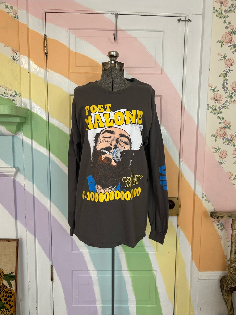 Post Malone F-1 Trillion Country Album Long Sleeve Graphic T-Shirt Sz L 👽💛